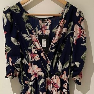 1X Navy Blue Floral maxi dress